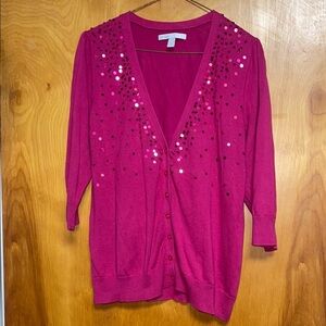 Old Navy Pink Sequin Cardigan Sweater